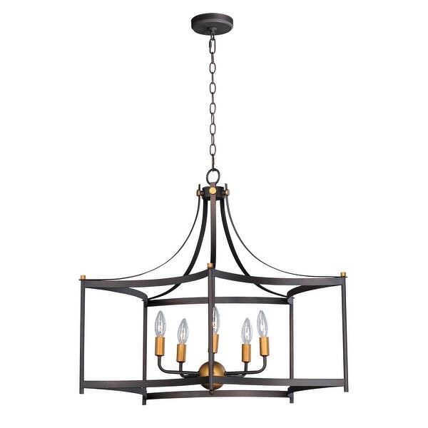 slide 2 of 4, Wellington 5-light 30" Wide Steel Pendant - oil rubbed bronze / antique brass oil rubbed bronze / antique brass