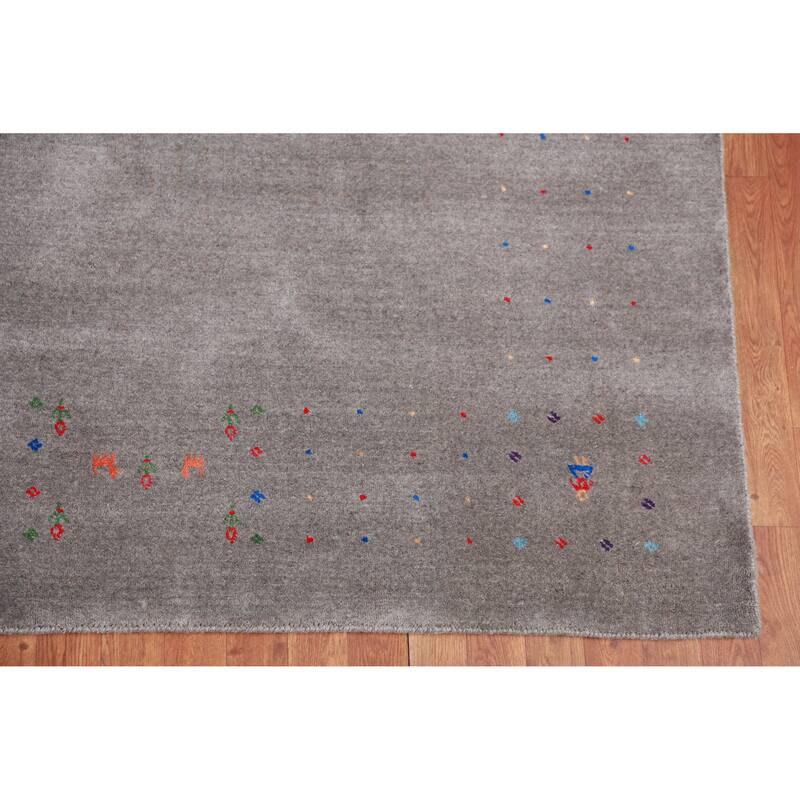 Gabbeh Indian Area Rug Hand-Knotted Wool Carpet - 7'10" x 9'9"