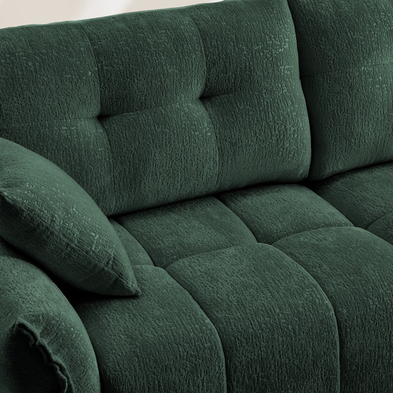 78.7" Chenille 2-Seater Sofa with Ottoman, Minimalist Design and High-Resilience Cushions