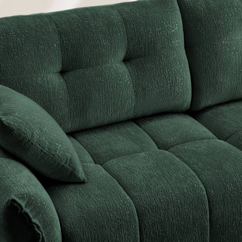 Modular 4-Seat Chenille Sofa Set with 2 Ottomans, High-Resilience Cushions and Solid Wood Frame