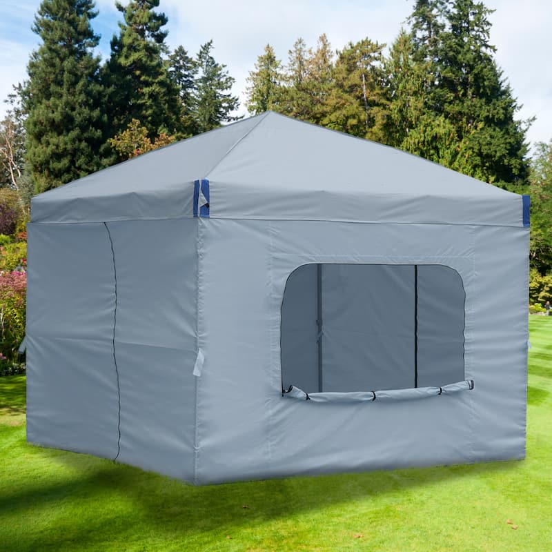 Aoodor Canopy Sidewall Replacement with 2 Side Zipper and Windows for 10'' x 10'' Pop Up Canopy Tent (Sidewall Only) - Grey