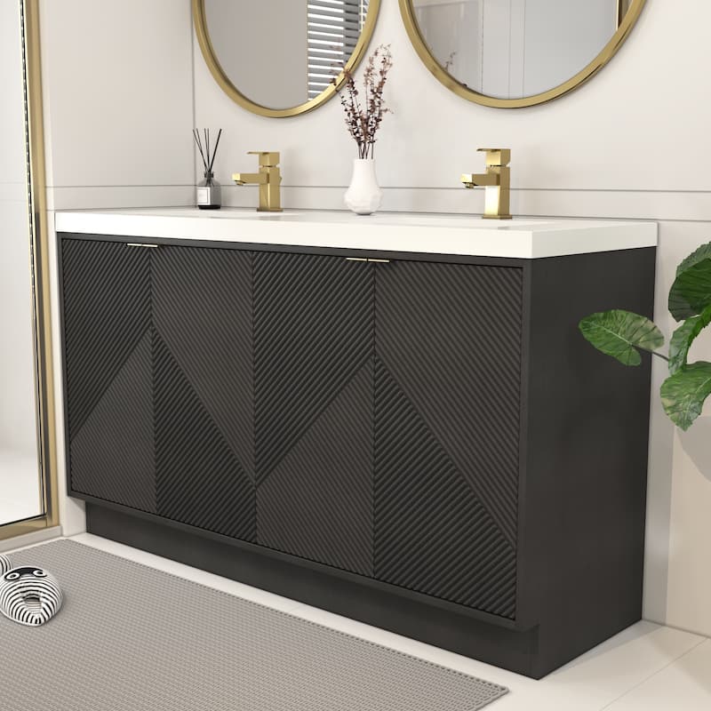 Milano 60" Freestanding Bathroom Vanity with Double White Acrylic Sink