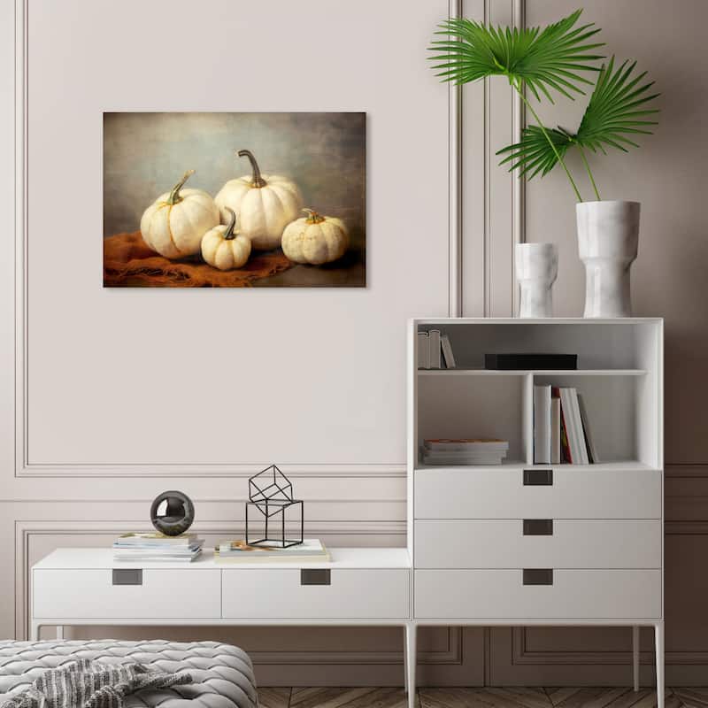 Wynwood Studio Canvas Food and Cuisine Pumpkin Variety White and Cream White Rustic Wall Art Canvas Print - 24 x 16