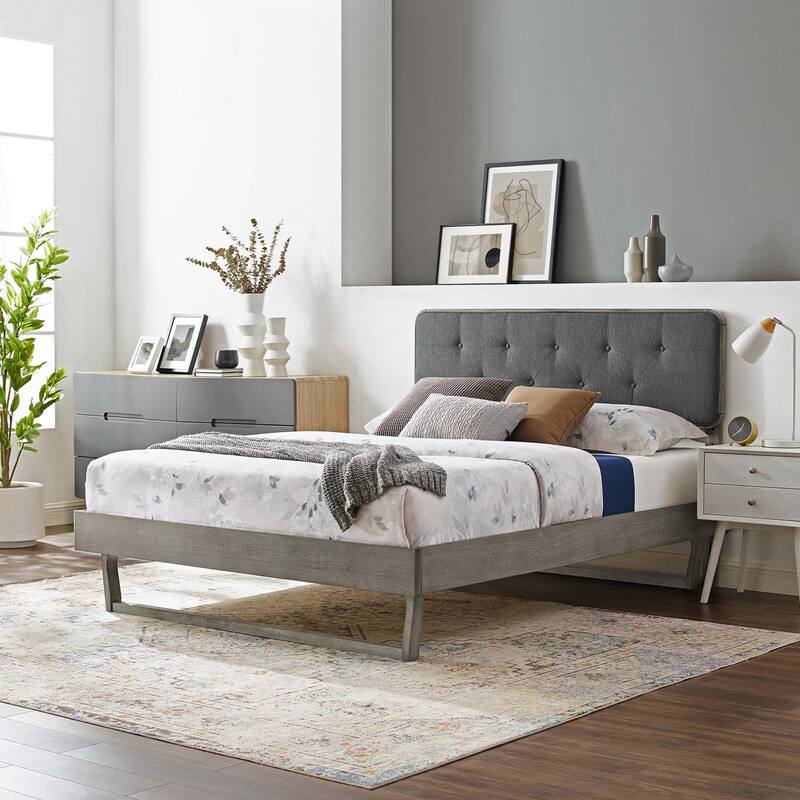 Bridgette Twin Wood Platform Bed With Angular Frame