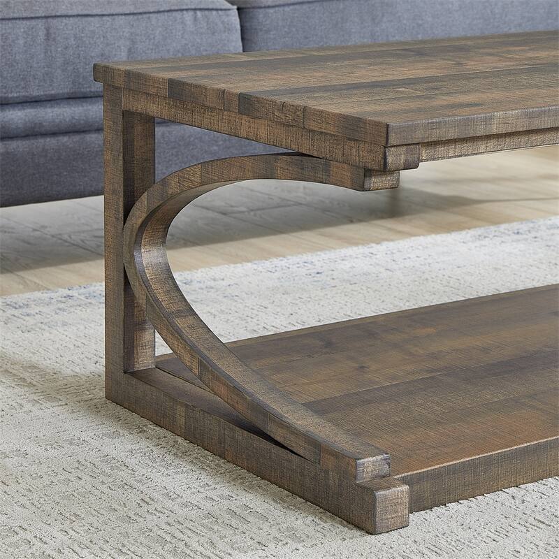 Wood Rectangular Coffee Table with Shelf