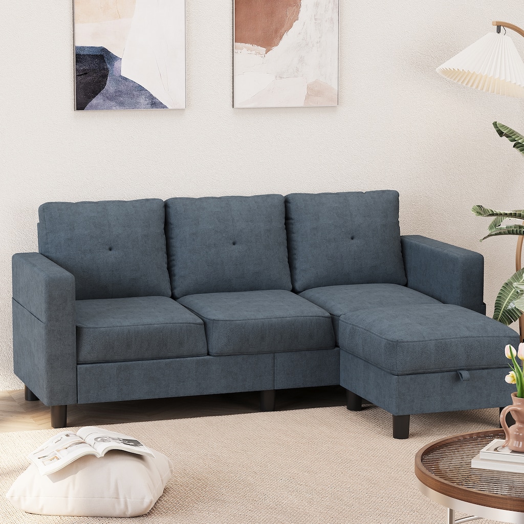 Futzca Modern L-shaped Convertible Sectional Sofa w/ Reversible Chaise