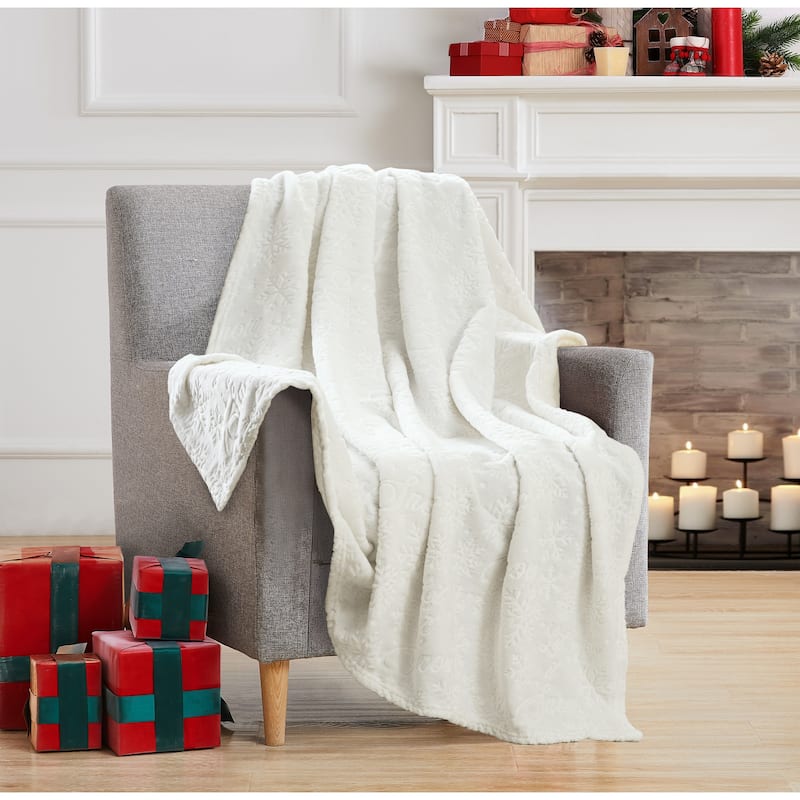 Let It Snow Emb Throw 50x70 Red - White