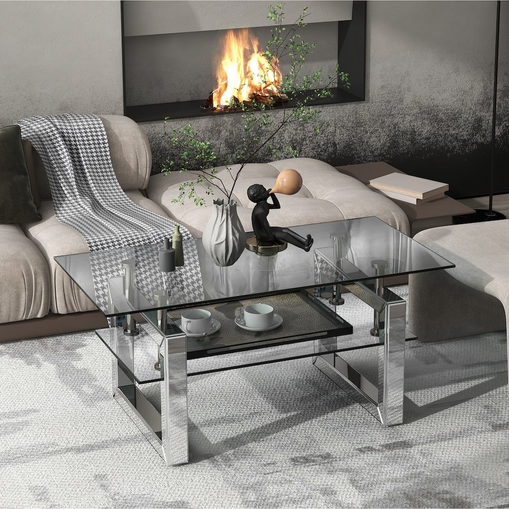 Transparent tempered glass coffee table, coffee table