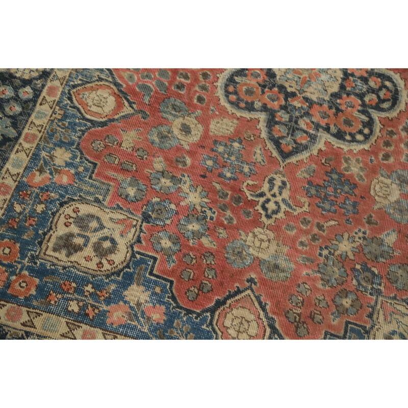 Hand Knotted Oriental 100% Wool Carpet Traditional Floral Coral Tabriz Area Rug - 5' 7'' X 4' 3''