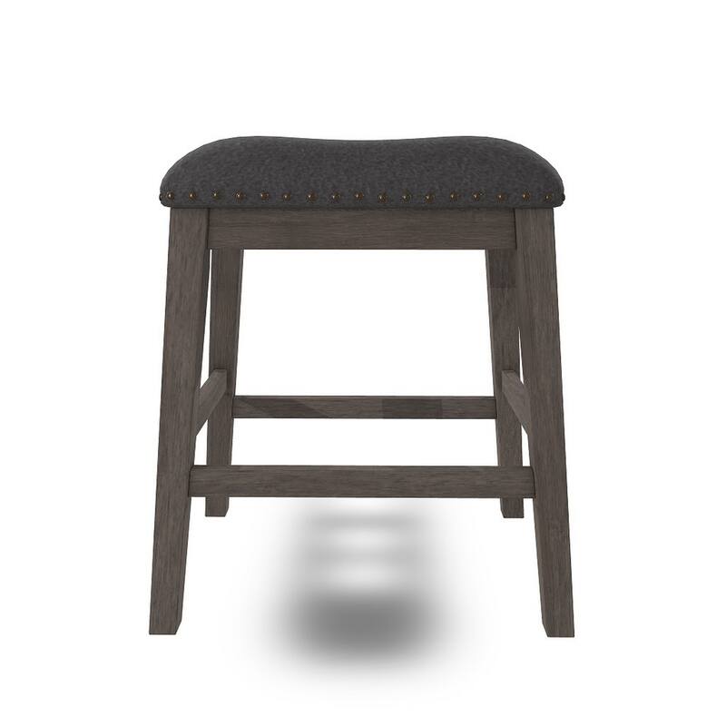 Caity Counter Height Stool Set of 2, Gray Wood Frame, Cushioned Seat