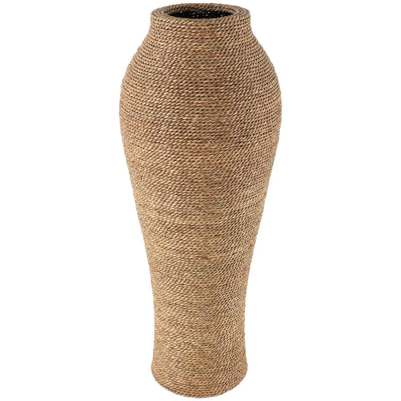 Brown Seagrass Handmade Tall Wrapped Decorative Vase