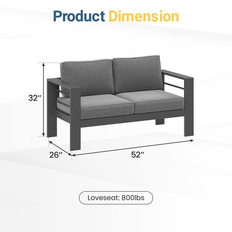 All-weather Outdoor 2 Seats Sofa Couch for Balcony, Garden, Deck, Backyard
