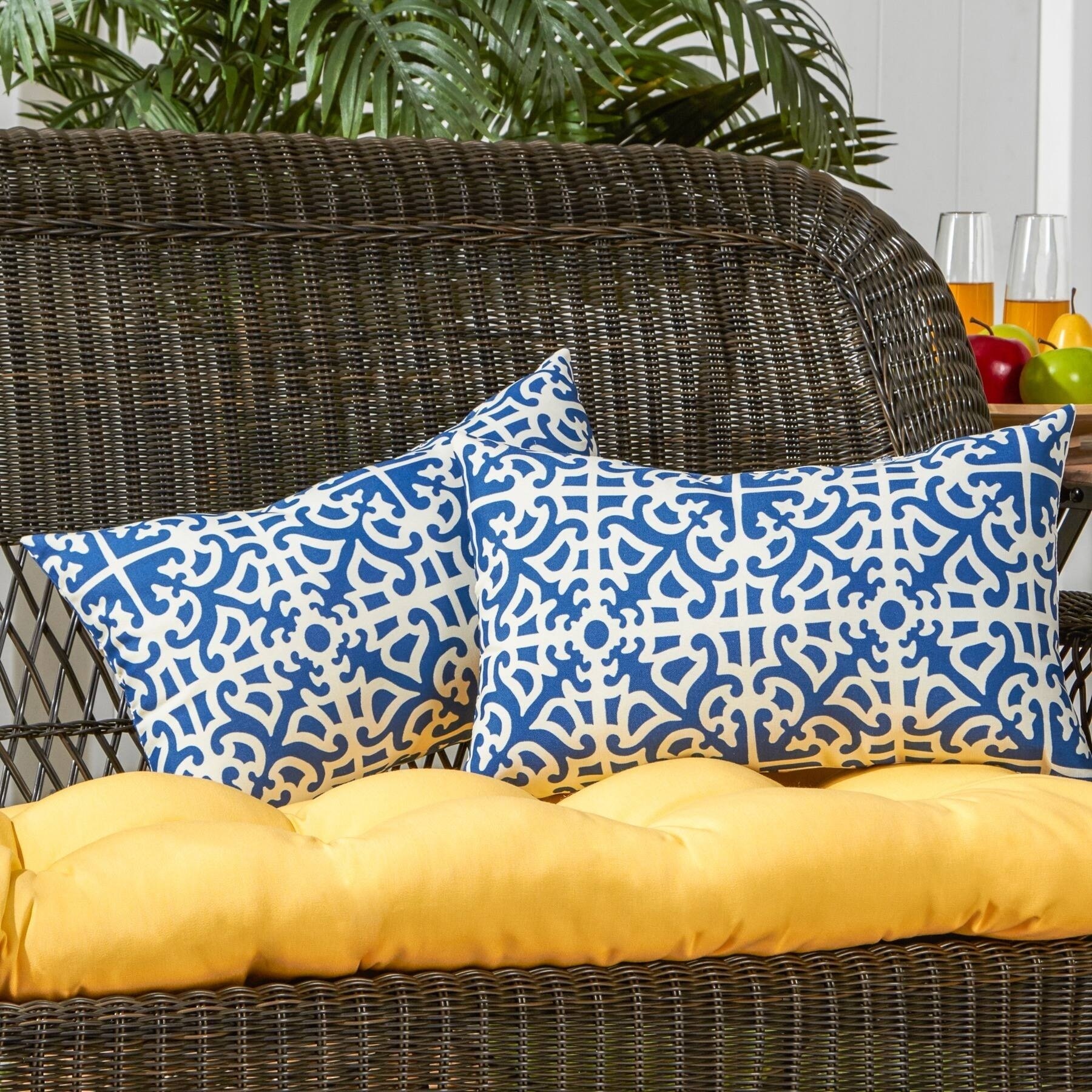 Indigo19x12-inch Rectangular Outdoor Indigo Accent Pillows (Set of 2)