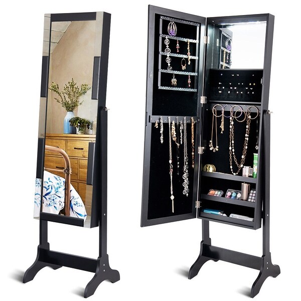 Shop Costway Mirrored Jewelry Cabinet Standing Armoire ...