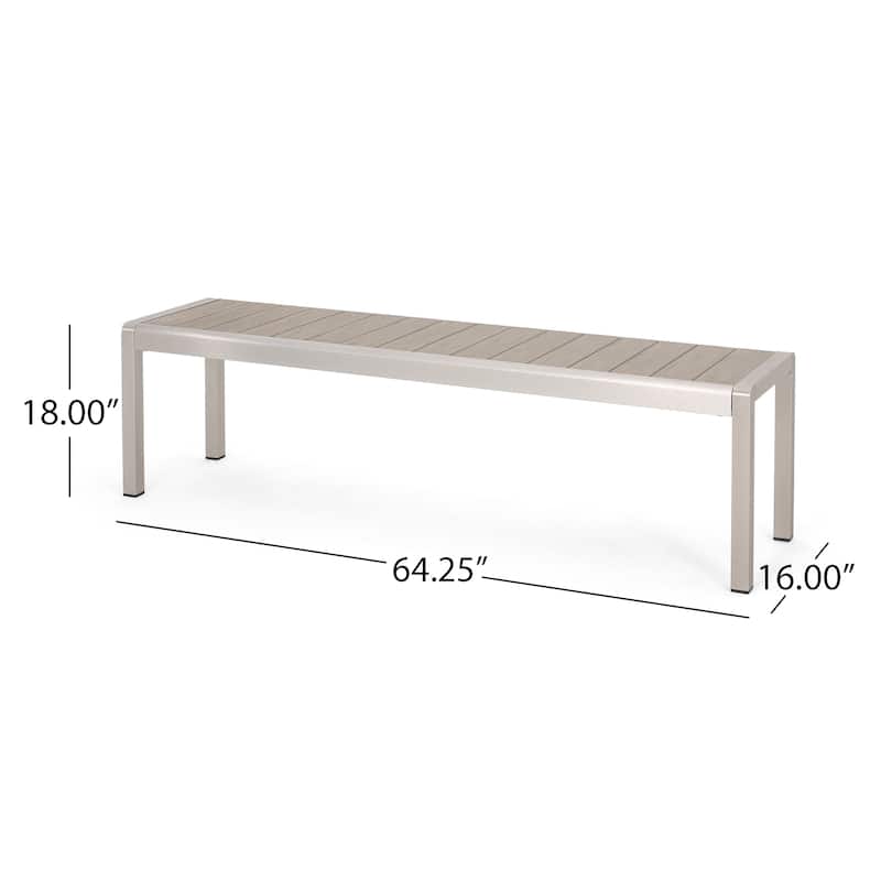Cape Coral Outdoor Modern 6 Seater Aluminum Dining Set with Dining Bench by Christopher Knight Home