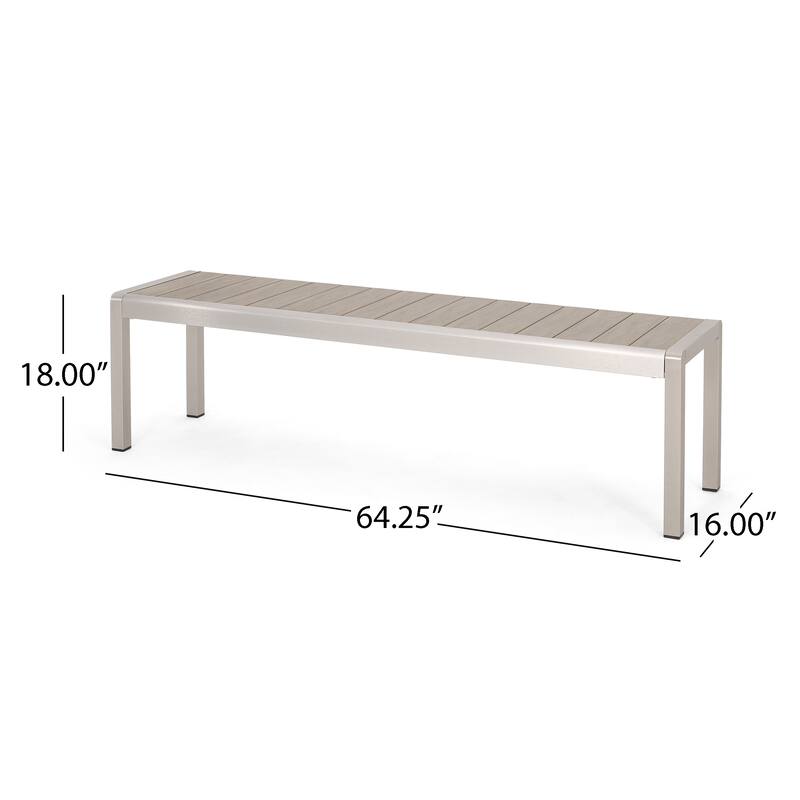 Cape Coral Outdoor Modern Aluminum Dining Bench with Faux Wood Seat by Christopher Knight Home