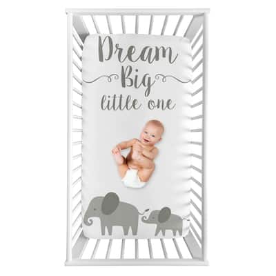 Elephant Collection Boy or Girl Photo Op Fitted Crib Sheet - Grey and White Watercolor Jungle Safari