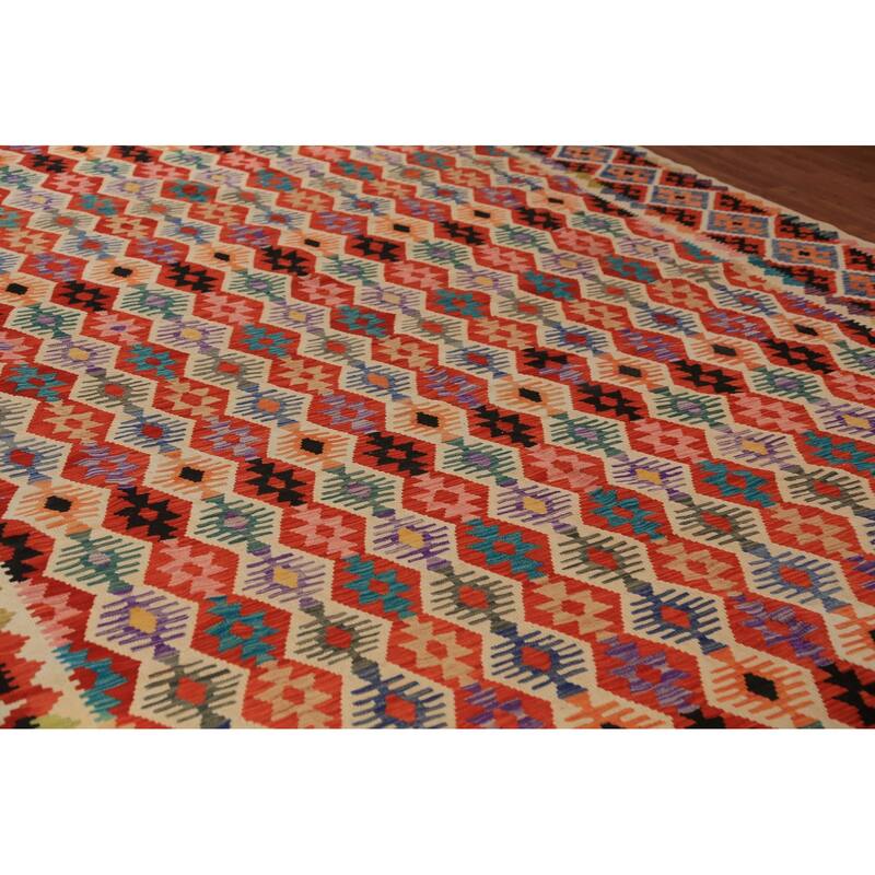 Kilim Oriental Large Rug Flatweave Tribal Multi Wool Carpet - 9'10"x 16'1"
