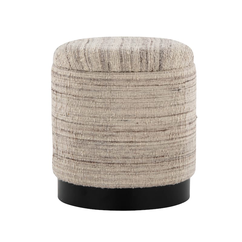 Tahoe 18" Ottoman - Black Metal/Cream Wool