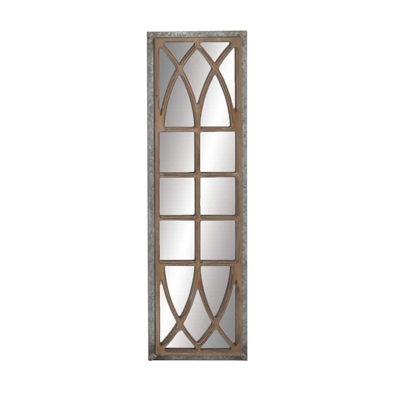 Wood Window Pane Inspired Wall Mirror - Brown - Roche River Decor - 1"W x 15"L x 52"H