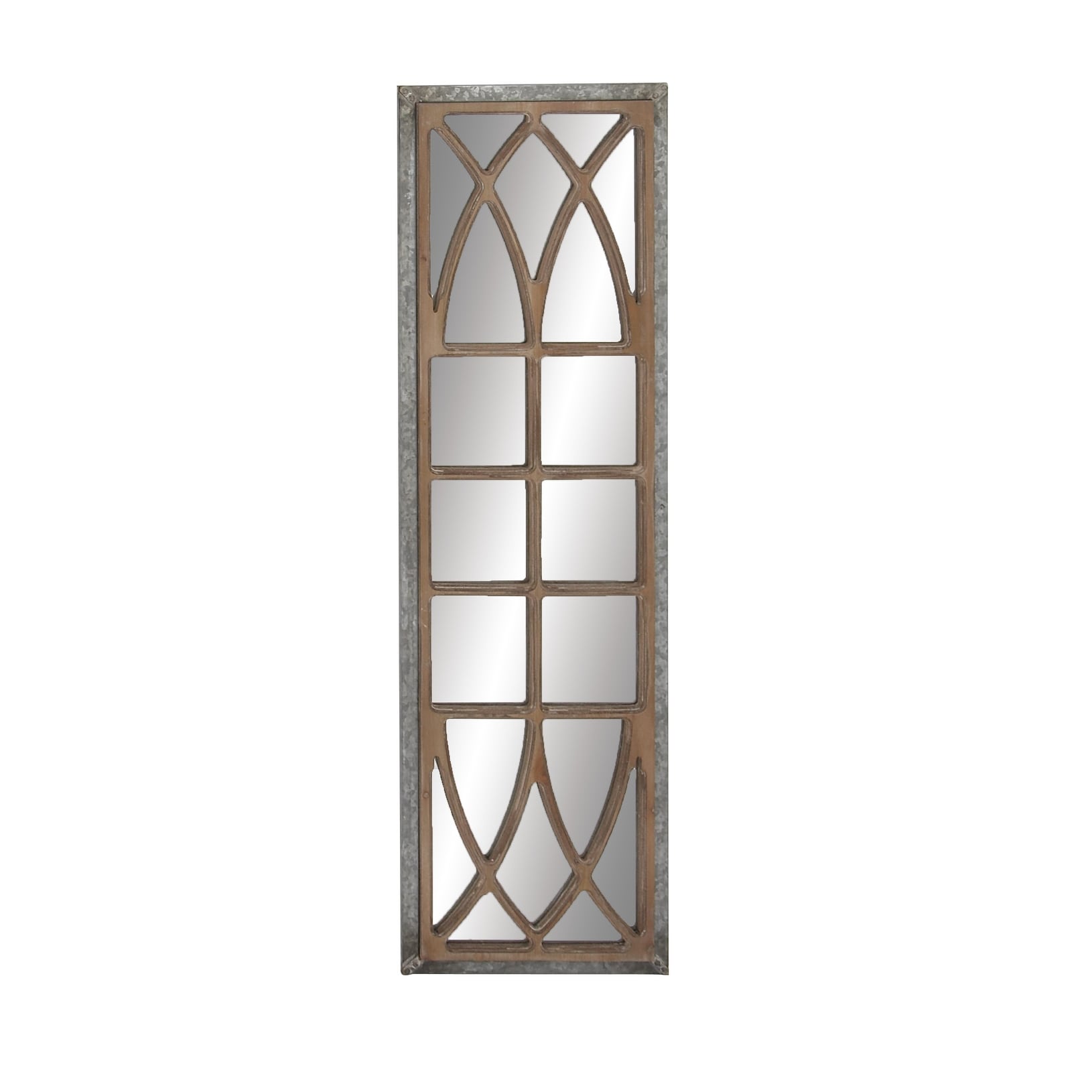 Wood Window Pane Inspired Wall Mirror - Brown - Roche River Decor - 1"W x 15"L x 52"H