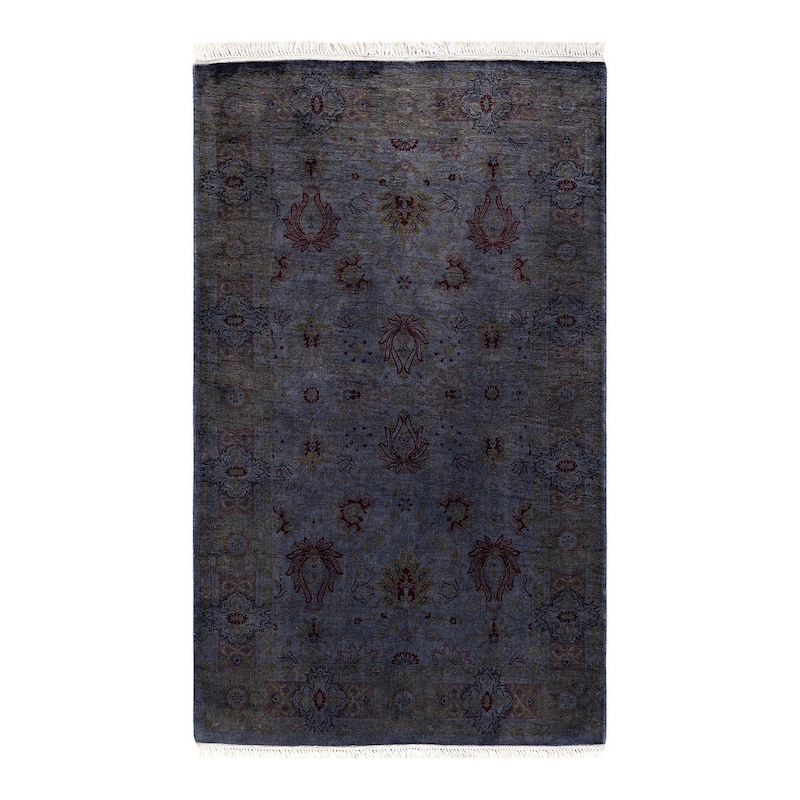Overton Hand Knotted Wool Vintage Inspired Modern Contemporary Overdyed Gray Area Rug - 3' 1" x 5' 1"