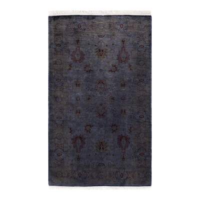 Overton Hand Knotted Wool Vintage Inspired Modern Contemporary Overdyed Gray Area Rug - 3' 1" x 5' 1"