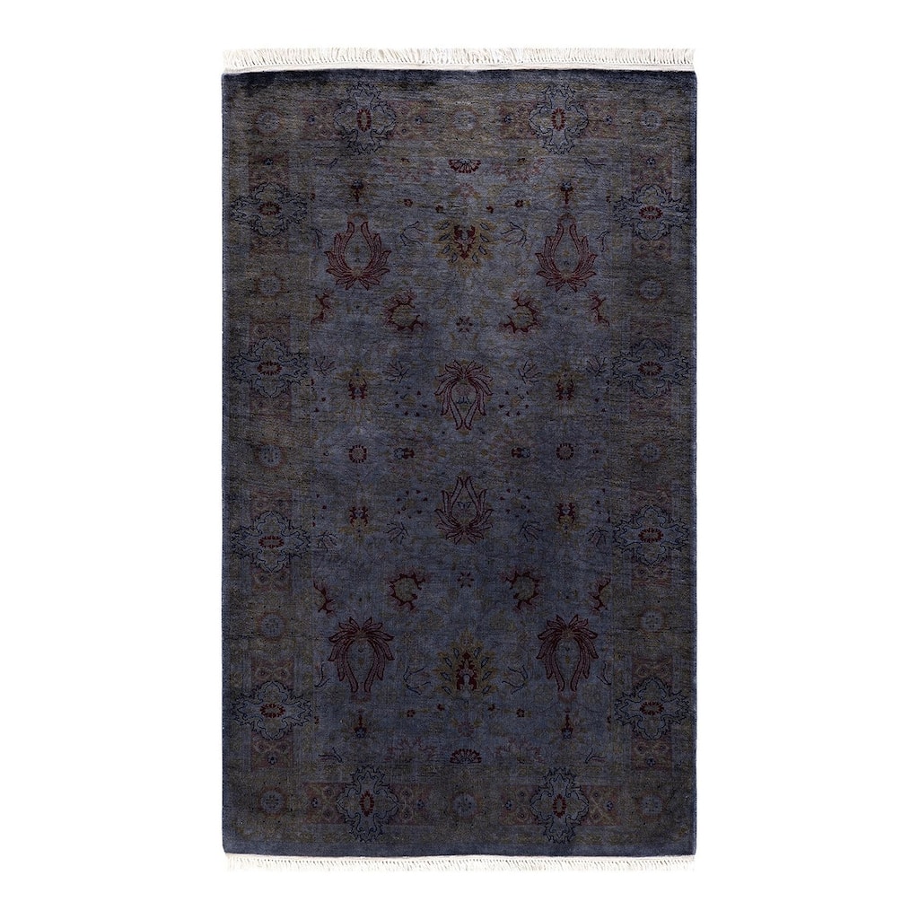 Overton Hand Knotted Wool Vintage Inspired Modern Contemporary Overdyed Gray Area Rug - 3' 1" x 5' 1"