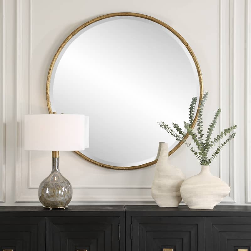 Uttermost Sutton Aged Gold Round Mirror - 47.25'' H X 47.25'' W X 1.5'' D