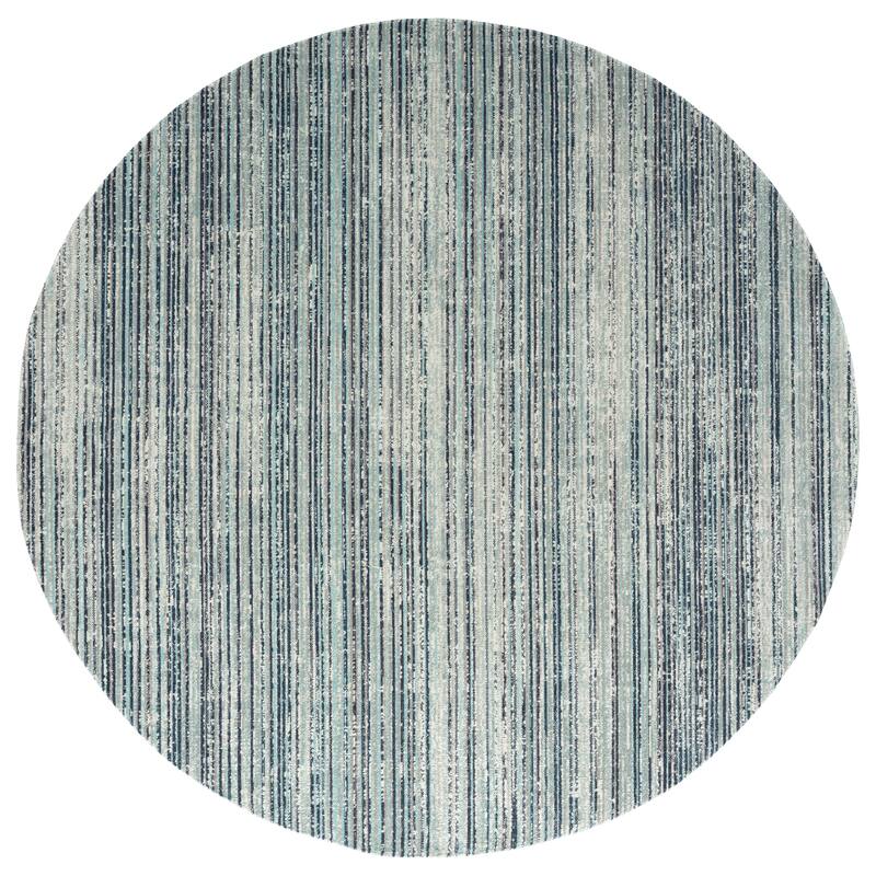 Porch & Den Ponca Distressed Stripe Indoor/Outdoor Area Rug - 8' Round - Wine