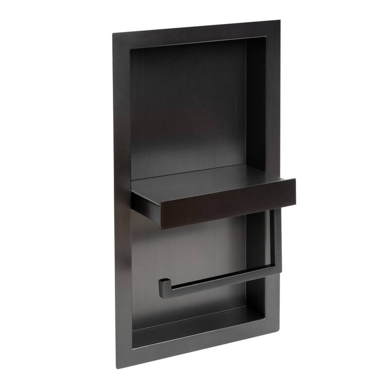 ALFI brand ABTPNP88-BB Brushed Black PVD Stainless Steel Recessed Toilet Paper Holder Niche