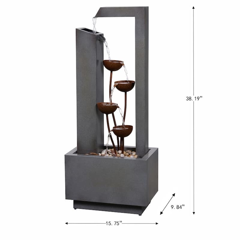 Cascading Cups Outdoor Garden Water Fountain - 38.25"