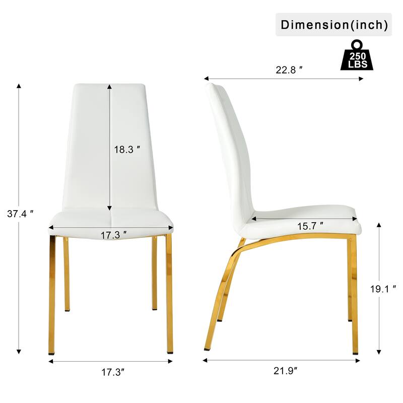 Modern PU seat dining chair Living room chair Upholstered chair, gold-plated metal legs design, kitchen, living room, be