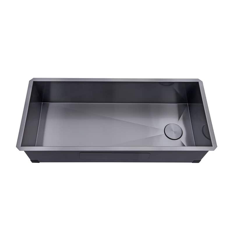 Kingsman 42 Inch Galaxy Black Matte Black Stainless Steel Undermount 16-Gauge Kitchen Sink Single Bowl