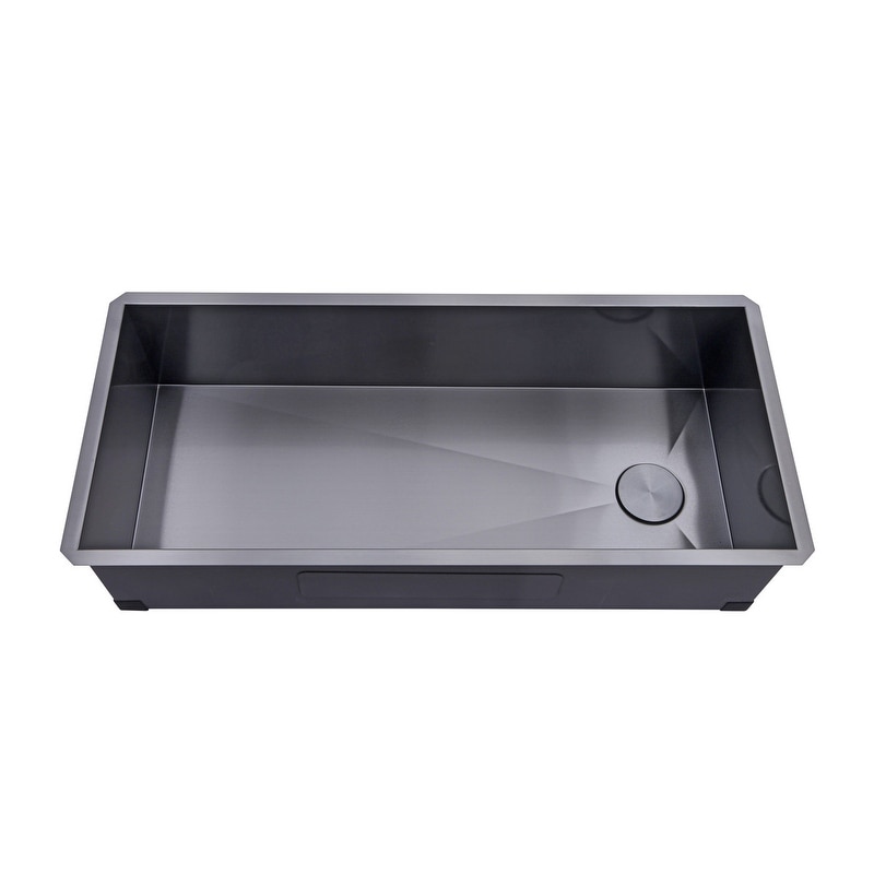 Kingsman 42 Inch Galaxy Black Matte Black Stainless Steel Undermount 16-Gauge Kitchen Sink Single Bowl