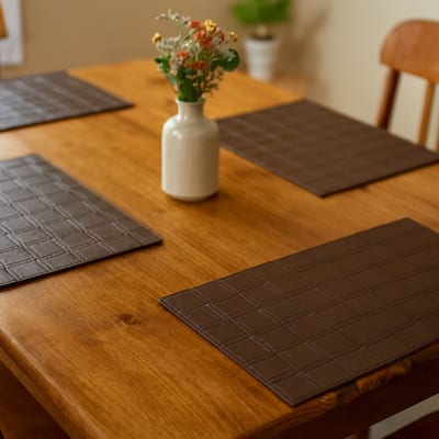 HomeRoots 18" Set of Four Espresso Basketweave Faux Leather Placemats - 18.00 in. x 12.00 in. x 0.01 in.