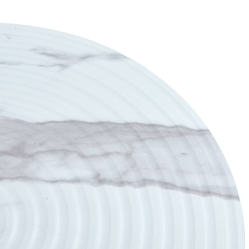 Marble Pattern Round Coffee Table,Exquisite Suction Molding Process,Marble Pattern Design,Black Sprayed Metal Leg