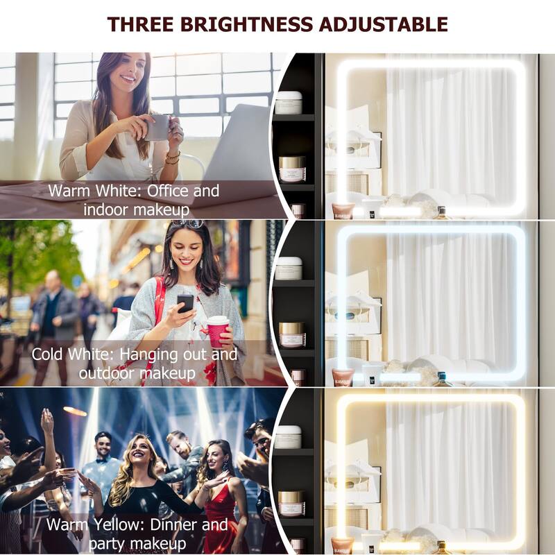 Vanity Table, Makeup Vanity Set with LED Light and Mirror
