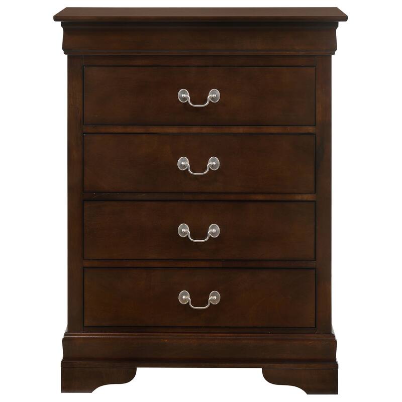 Passion Furniture Louis Phillipe Cherry 4 Drawer Chest of Drawers - 31"L x 16"W x 41"H