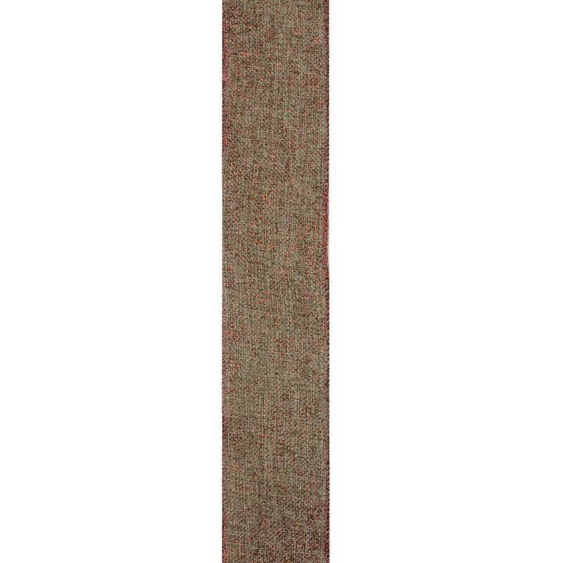 Beige and Red Solid Trim Wired Craft Christmas Ribbon 2.5" x 10 Yards