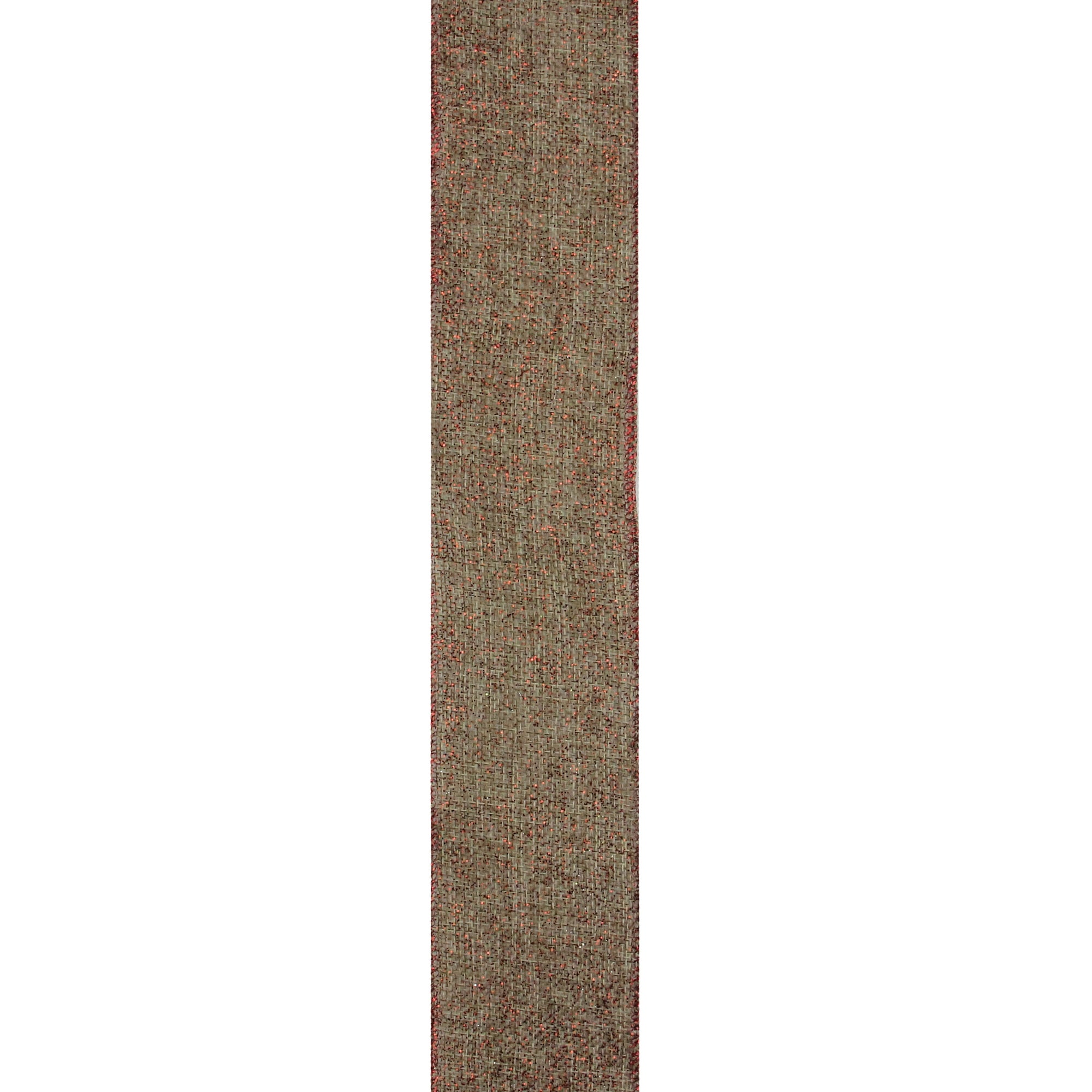 Beige and Red Solid Trim Wired Craft Christmas Ribbon 2.5" x 10 Yards