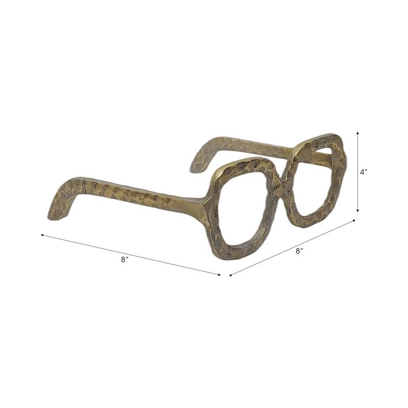Metal Decorative Object Eyewear-Shaped Sculpture with Textured Design