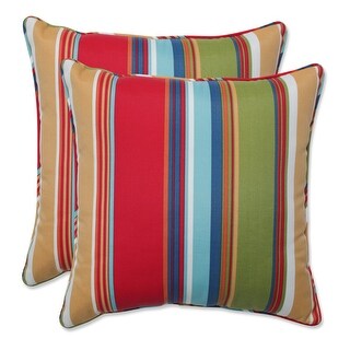 Pillow Perfect Outdoor Kissen Set – 2 Stück, Je 47 X 47 Cm, Mehrfarbig Gestreift | Wetterbeständig & UV-geschützt
