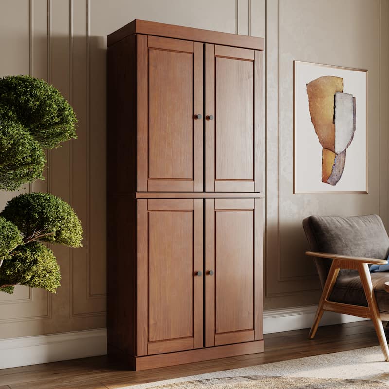 Palace Imports 100% Solid Wood 6-Shelf Bookcase with Solid Doors and Adjustable Shelves
