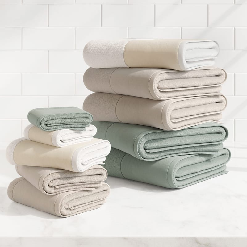 Linery & Co. Ultra-Soft Cotton and Linen Like Border Towel Set