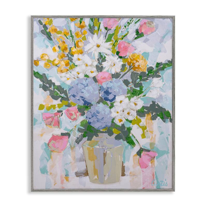 Stupell Pastel Abstract Bouquet Framed Giclee Art Design By Joan Curtis - 16 x 20 - Grey