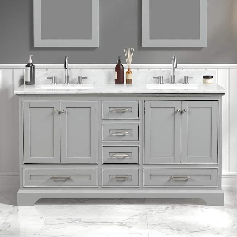 Blossom Copenhagen 60" Bathroom Vanity with Marble Top & Ceramic Sink - MetalGrey