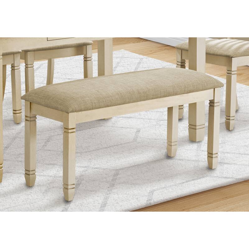 Bench, 41" Rectangular, Kitchen, Dining Room, Entryway, Bedroom, Upholstered, Wood, Grey Solid Wood, Grey Fabric, Transitional