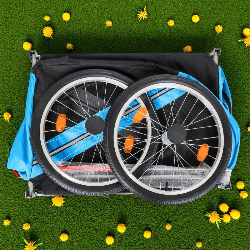 Large Folding Dog Bike Trailer with Steel Frame, 100LB Capacity Pet Bicycle Carrier with 20" Wheels & Rain Cover