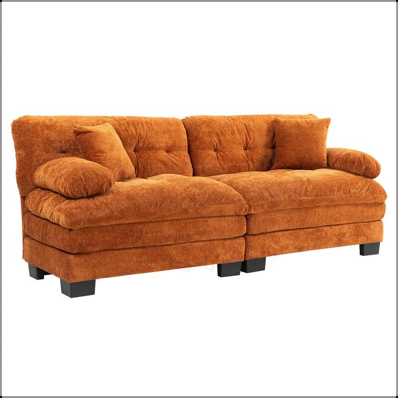 Two-seat Deep Chenille Sectional Sofa